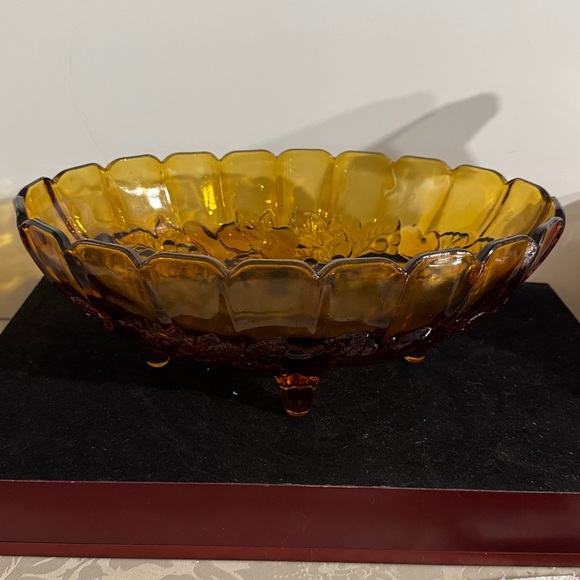 Other - Vintage Indiana Glass Amber Carnival Glass Footed Fruit Bowl, Harvest Grape